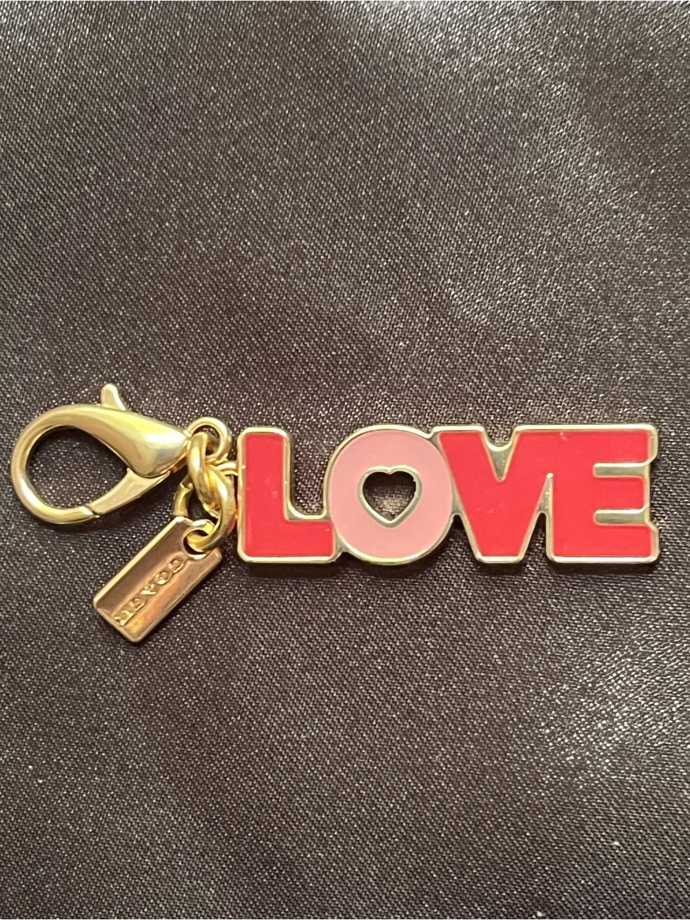 Coach Red & Pink LOVE Enamel Charm Keychain